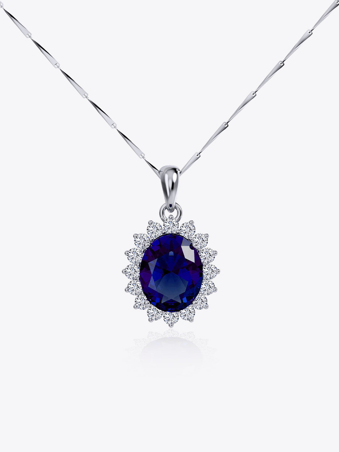 Sky Sapphire Glamorous Sunflower Pendant