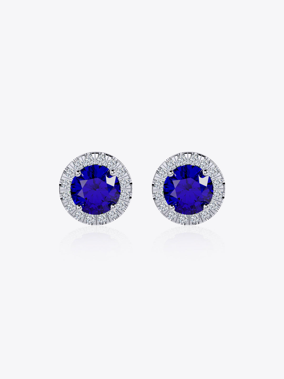 Sky Sapphire Classic Halo Stud Earrings