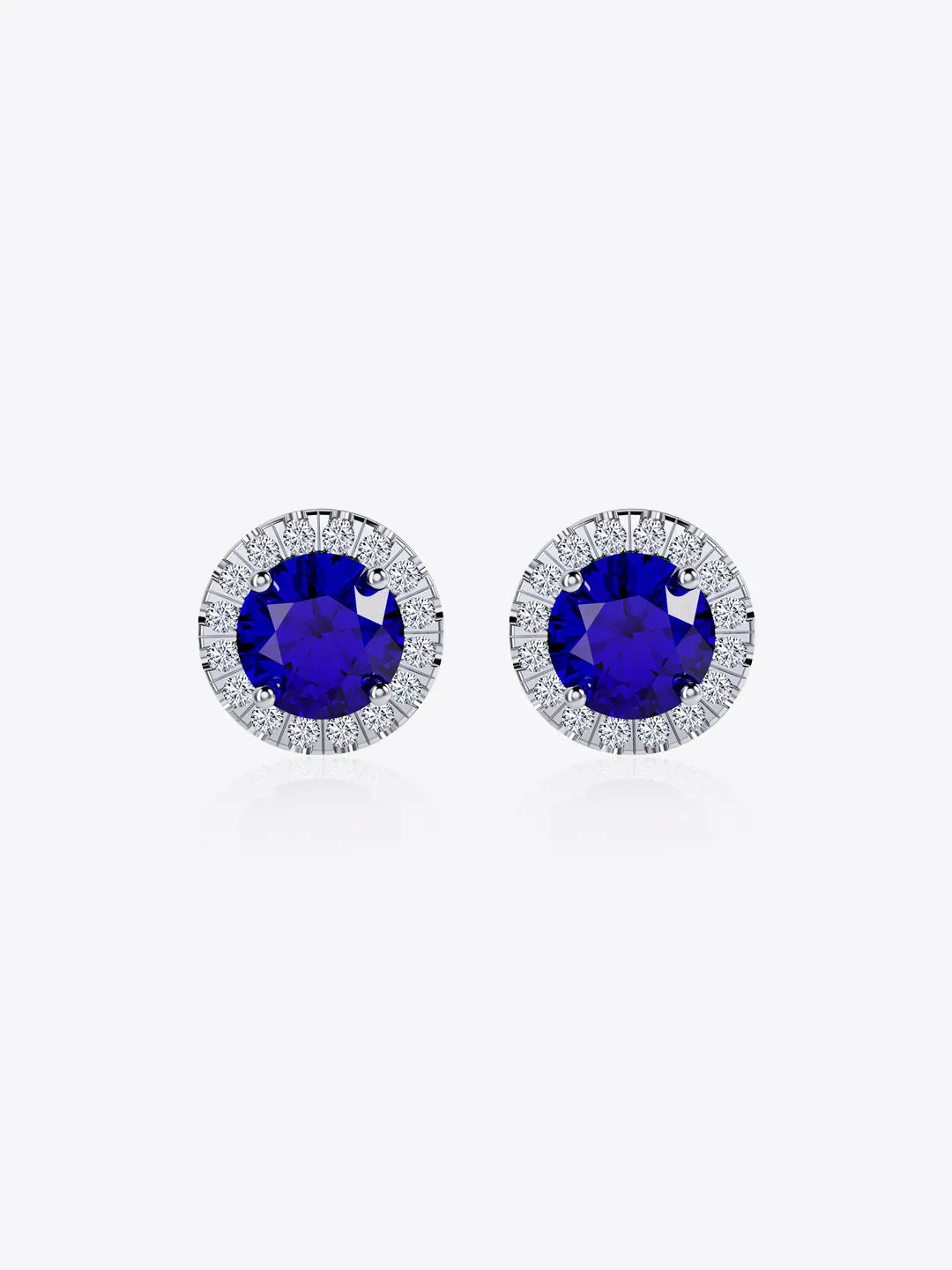 Sky Sapphire Classic Halo Stud Earrings
