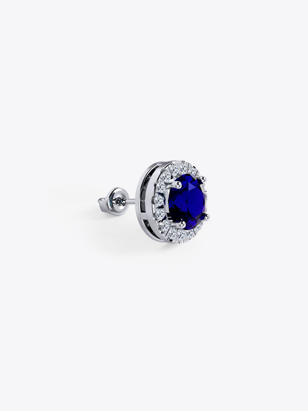 Sky Sapphire Classic Halo Stud Earrings