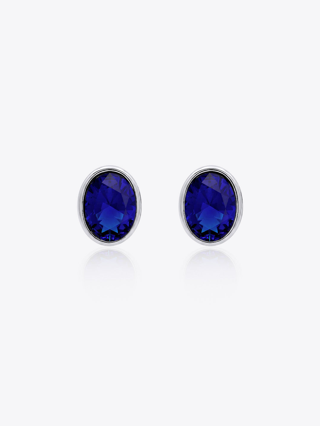 Moonlit Night Sky Sapphire Oval Cut Earrings