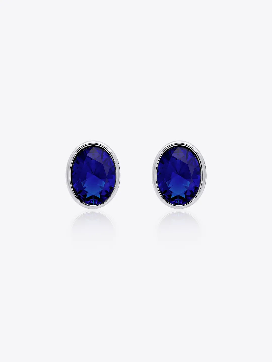 Moonlit Night Sky Sapphire Oval Cut Earrings