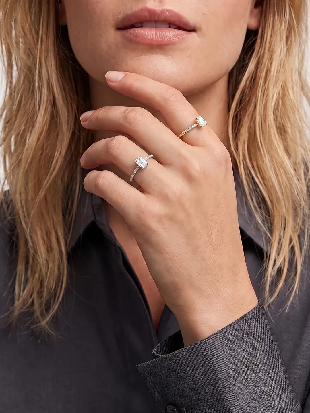 Glacial Radiance Frost Diamond Ring (18K Gold Plated)
