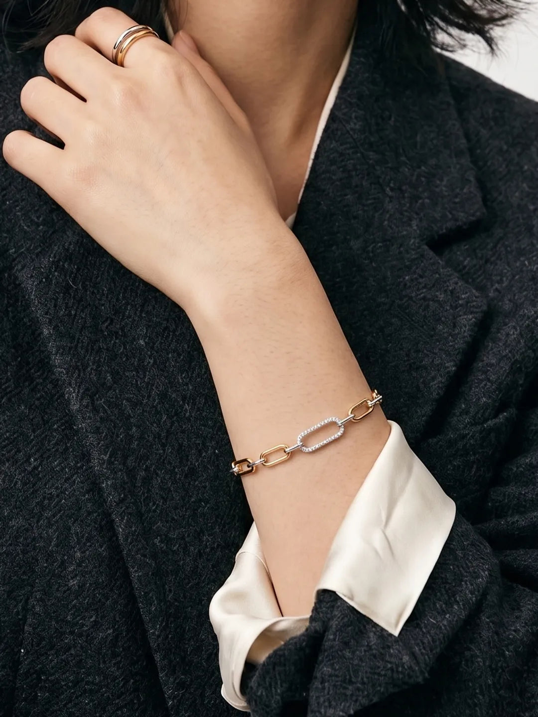 Harmonie Pavé Elongated Link Bracelet