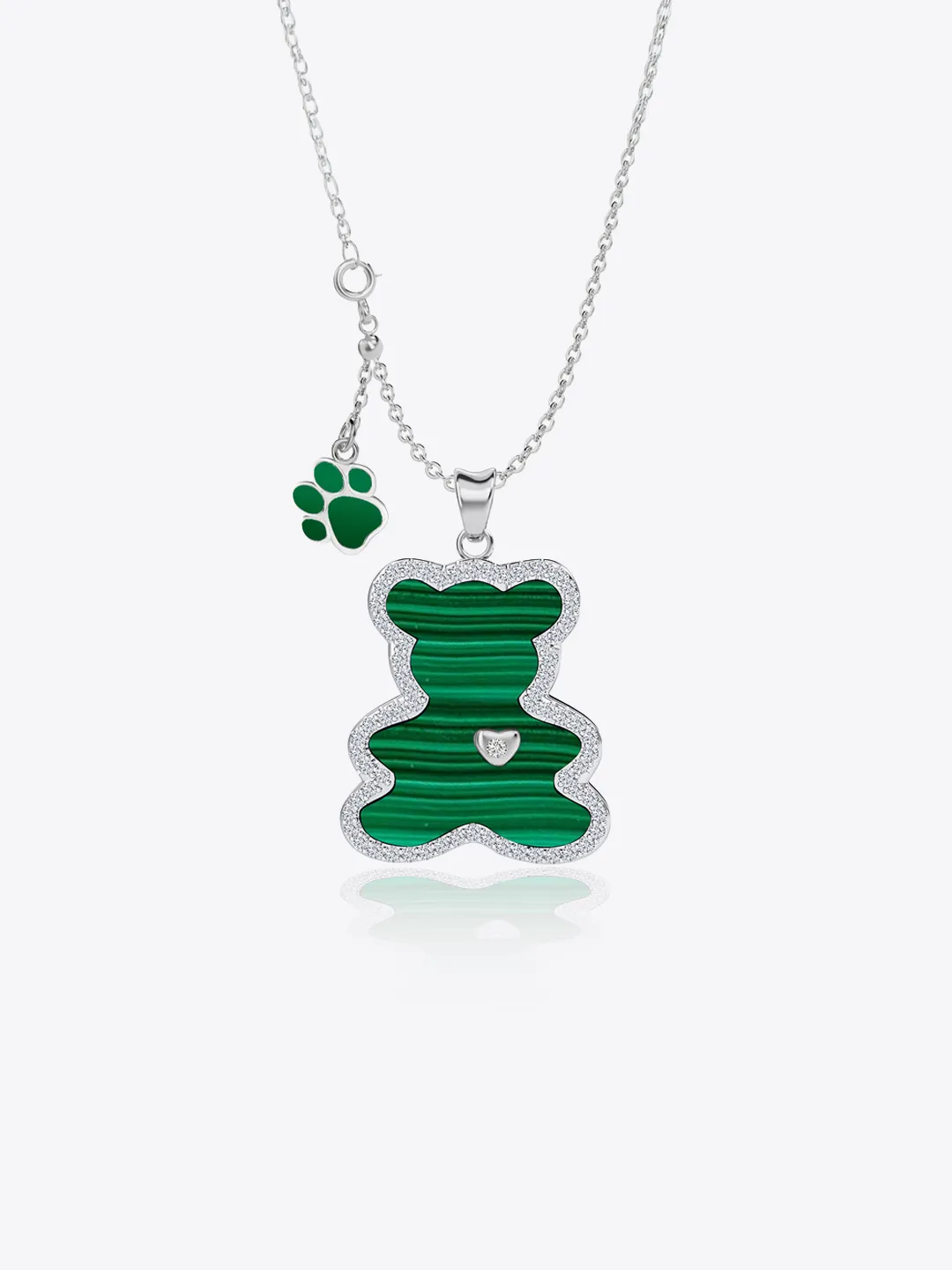 Luvis Bear Engravable Pendant - Malachite