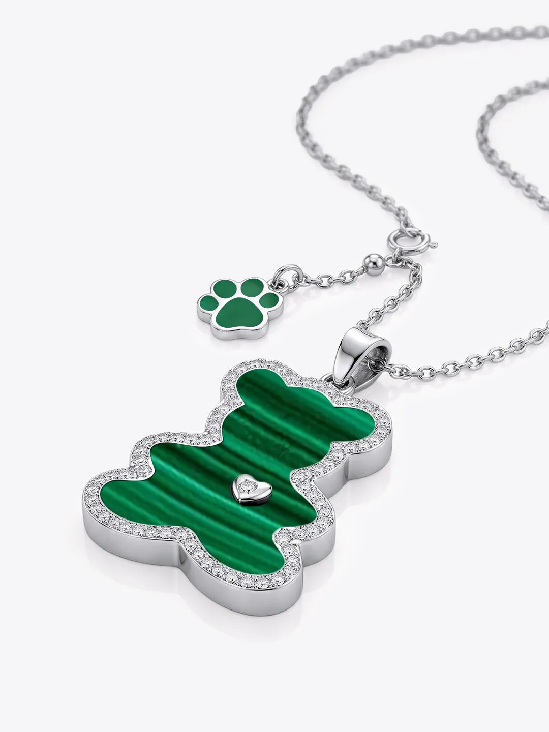 Luvis Bear Engravable Pendant - Malachite