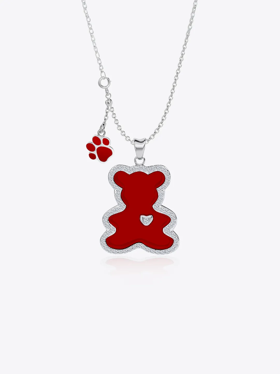 Luvis Bear Engravable Pendant - Red Onyx
