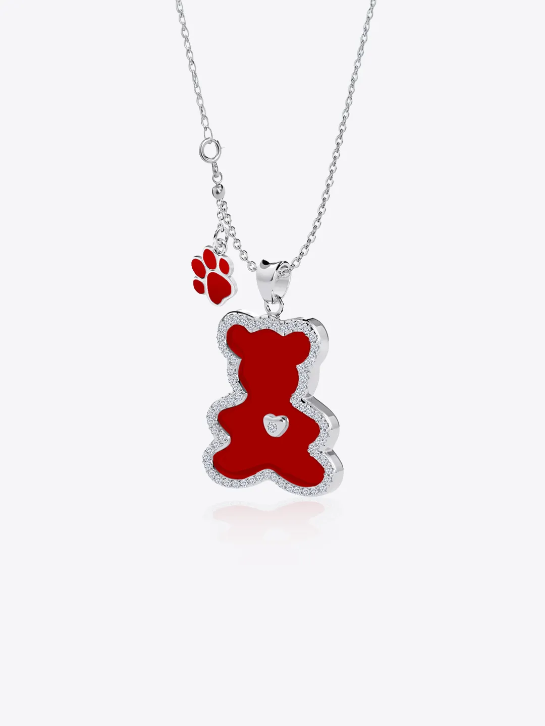 Luvis Bear Engravable Pendant - Red Onyx