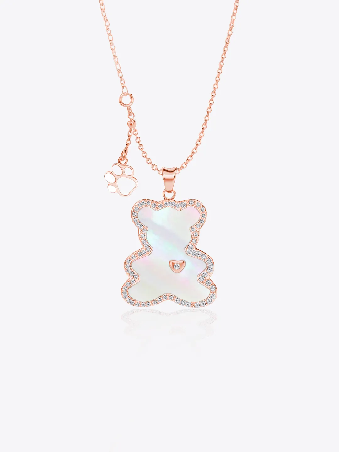 Luvis Bear Engravable Pendant -Mother of Pearl (Rose Gold)