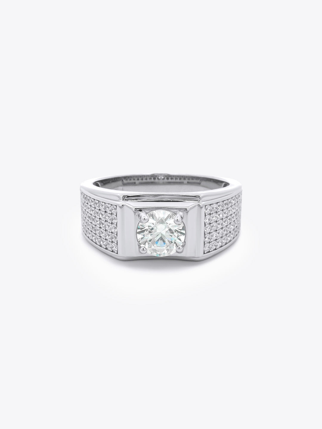 Pave Path Solitaire Men’s Ring