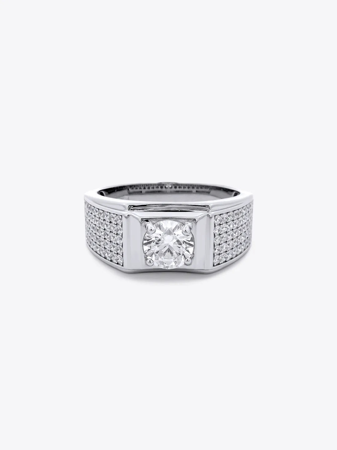 Pave Path Solitaire Men’s Ring
