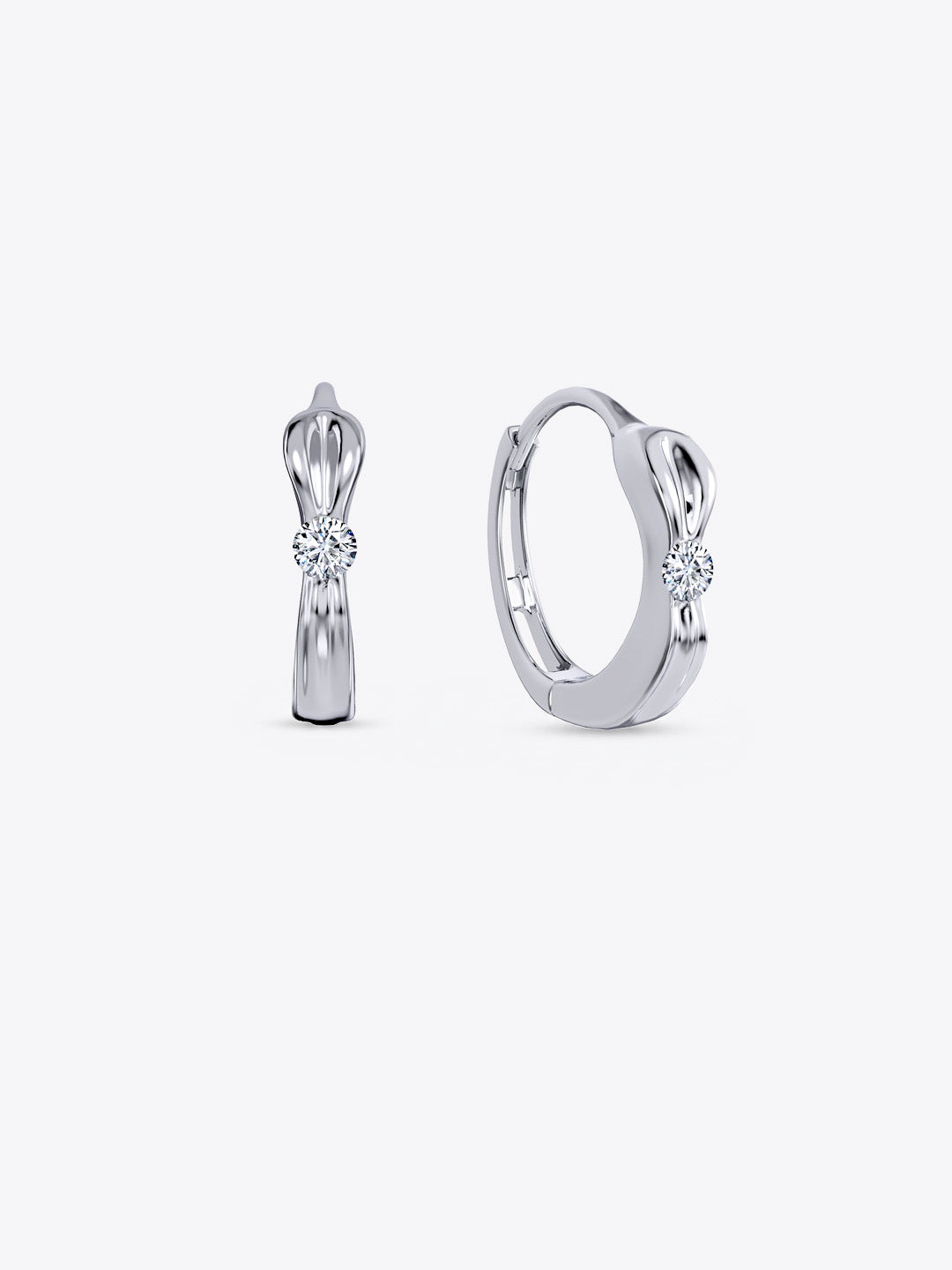 Twist Solitaire Hoop Earrings