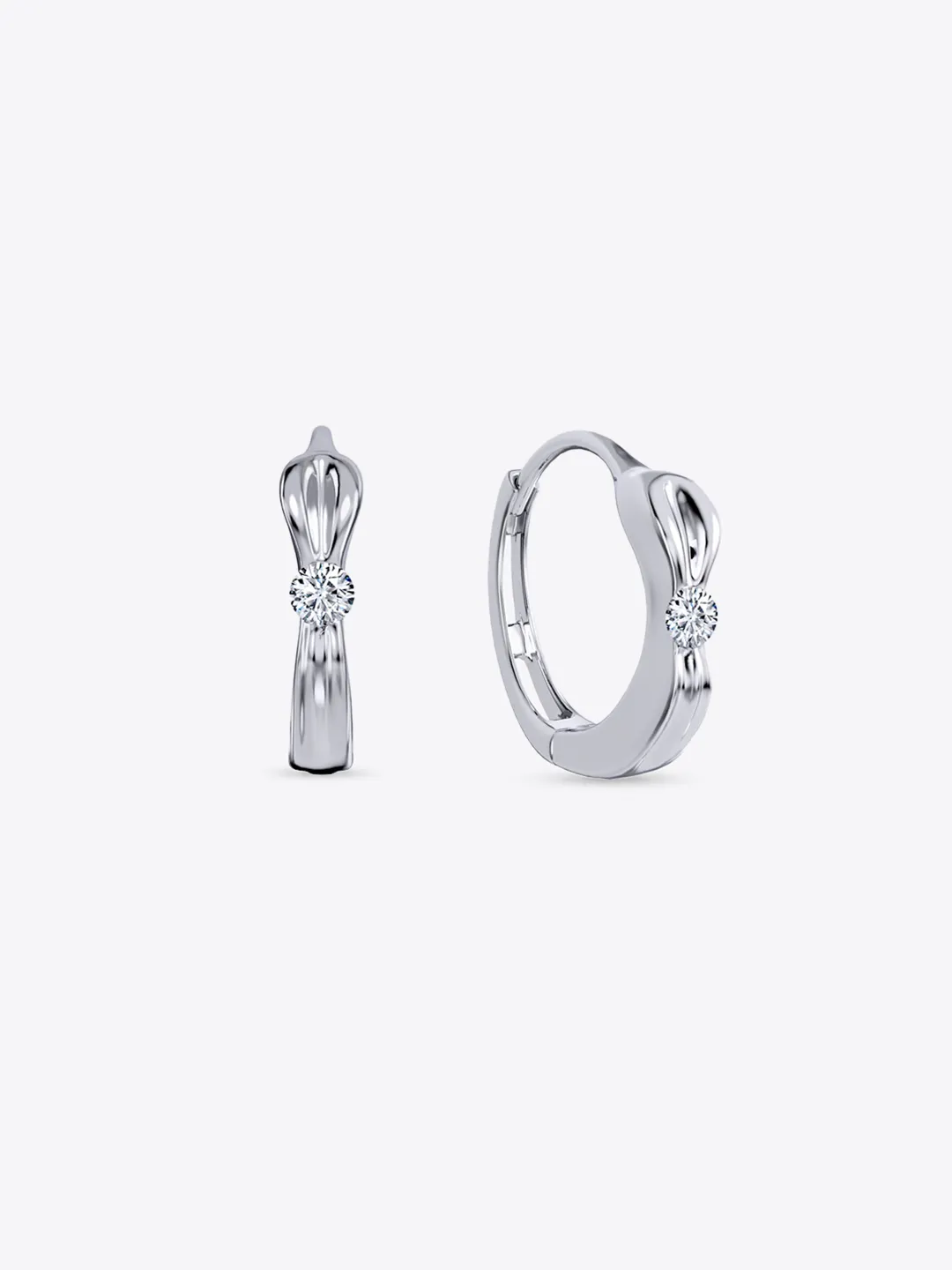 Twist Solitaire Hoop Earrings
