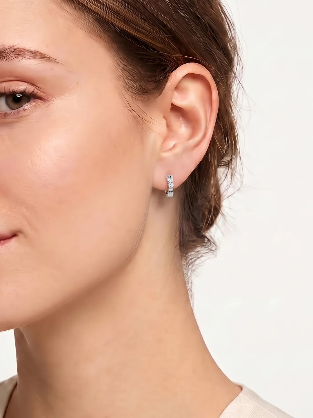 Twist Solitaire Hoop Earrings