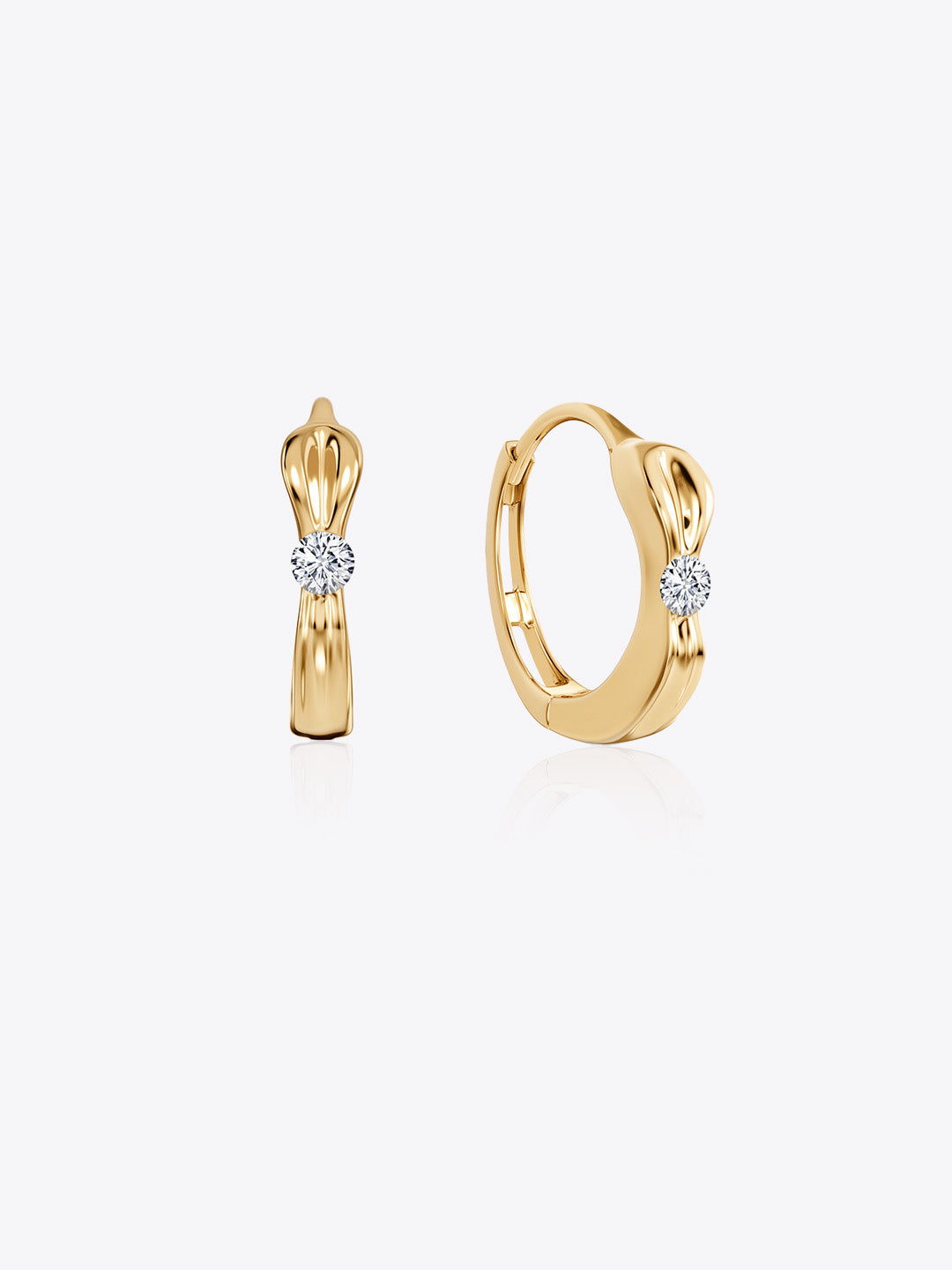 Twist Solitaire Hoop Earrings