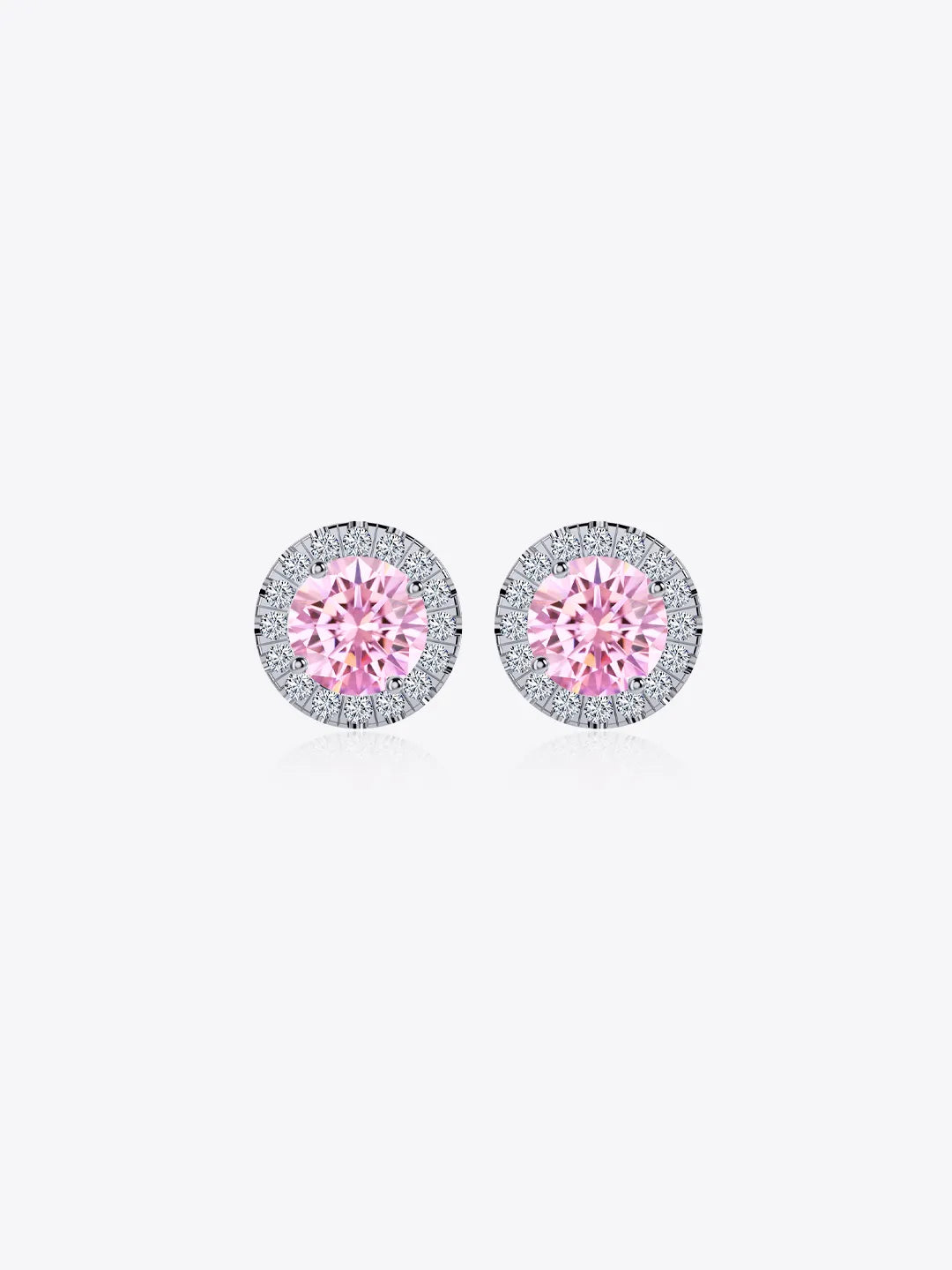 Classic Halo Pink Quartz Stud Earrings