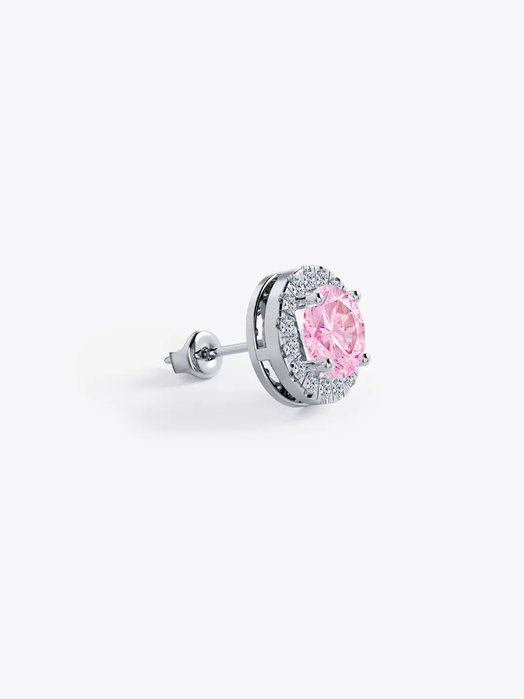 Classic Halo Pink Quartz Stud Earrings