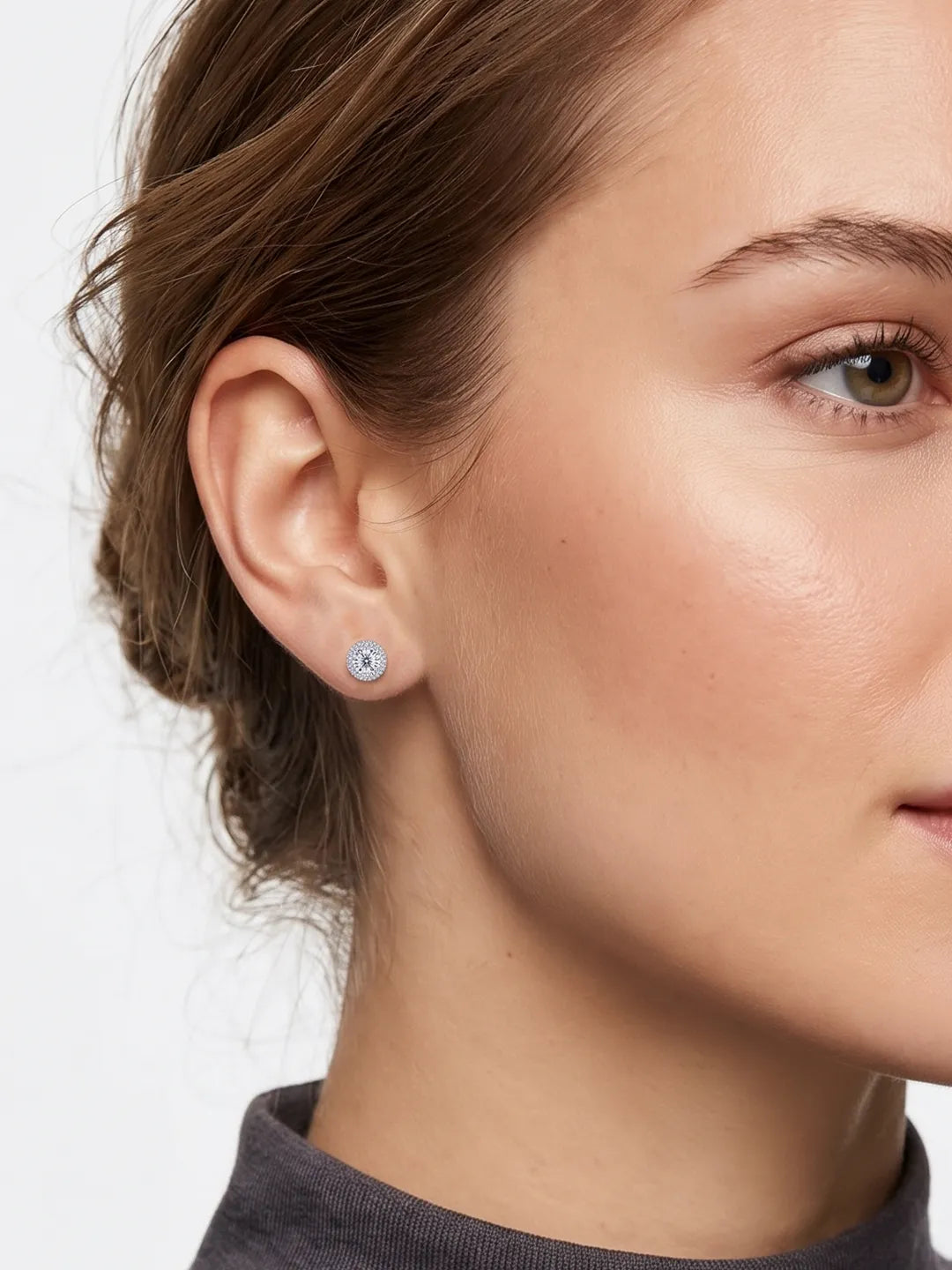 Classic Halo Pink Quartz Stud Earrings