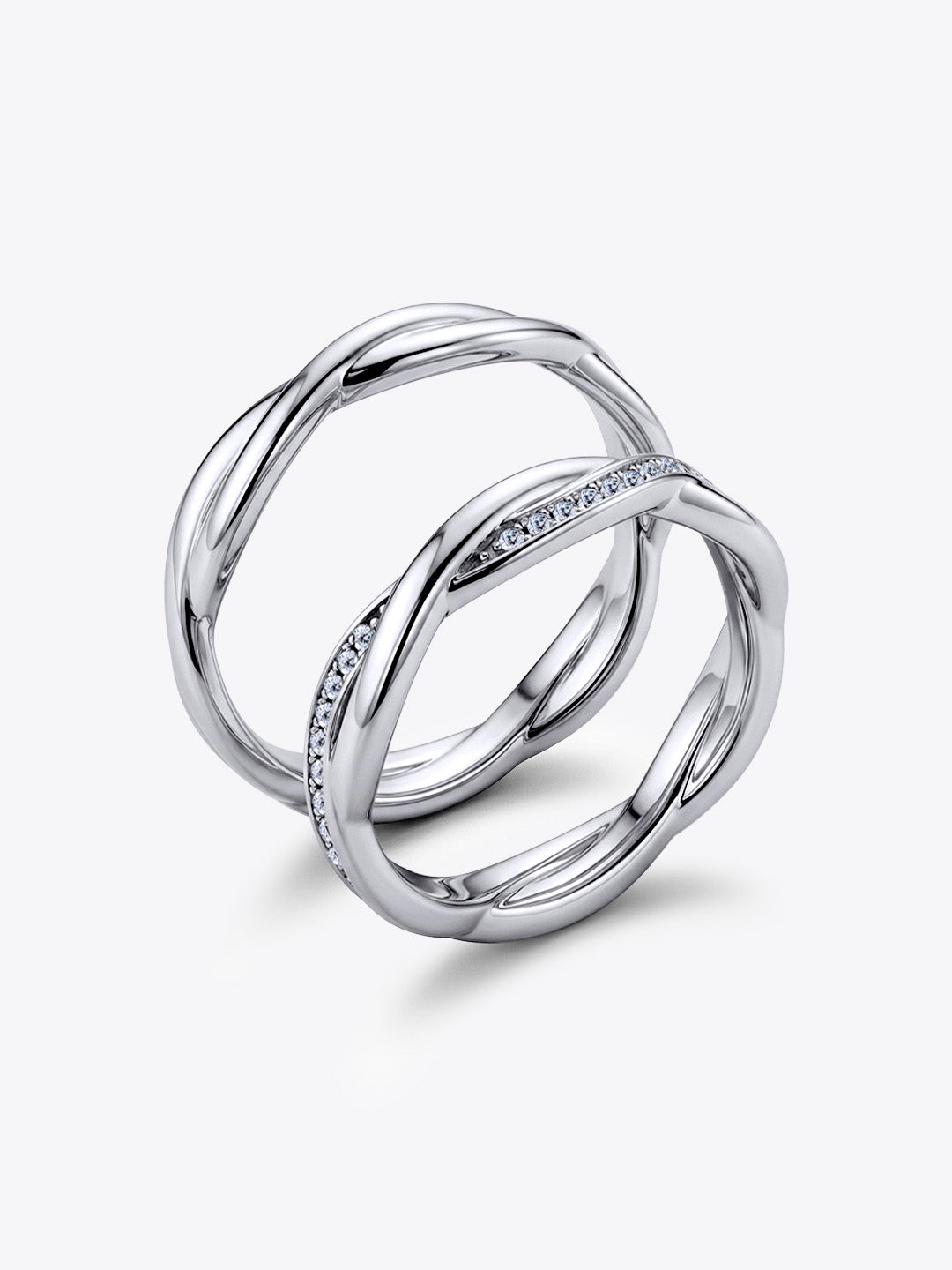 Braided Romance Couple Ring Set