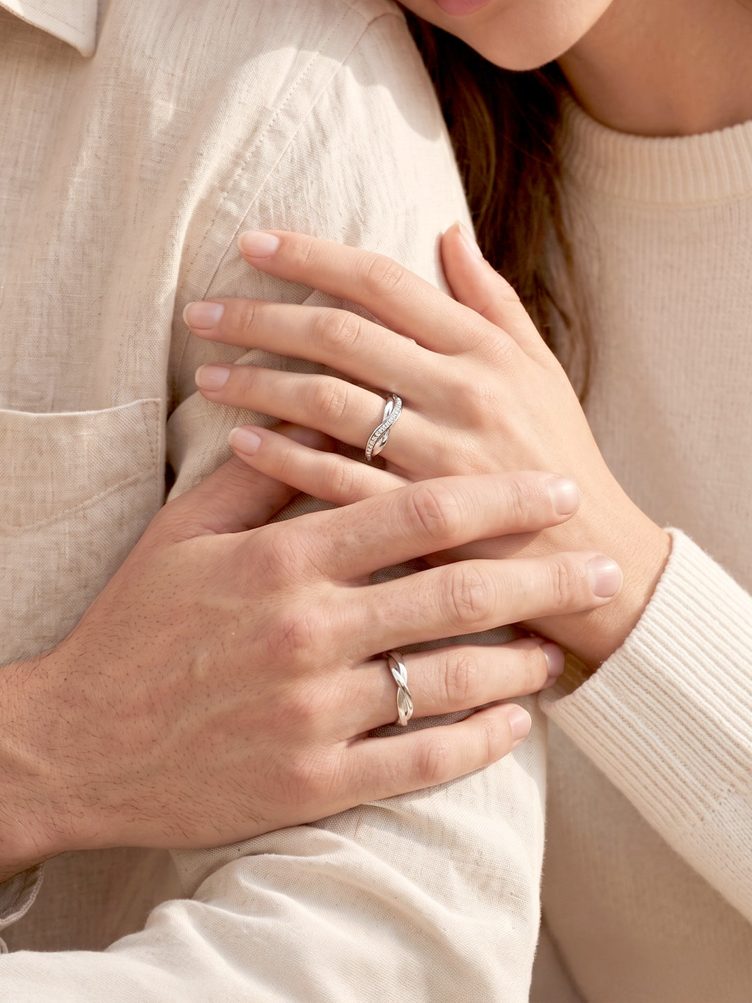 Braided Romance Couple Ring Set