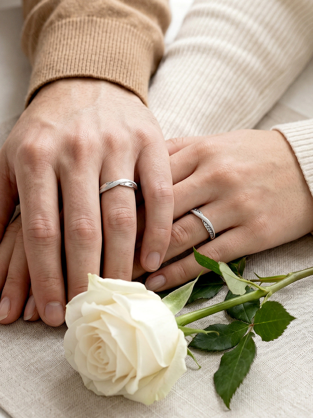 Harmonious Grace Dual Finish Couple Ring (For Her)