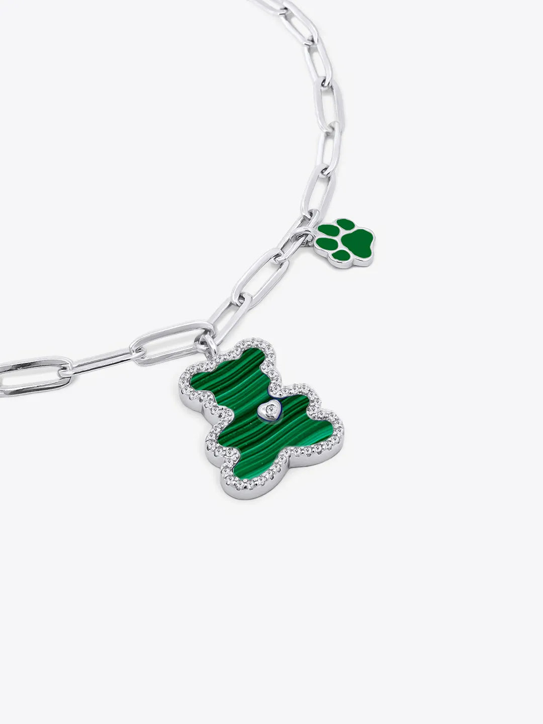 Luvis Bear Engravable Bracelet - Malachite (Green)