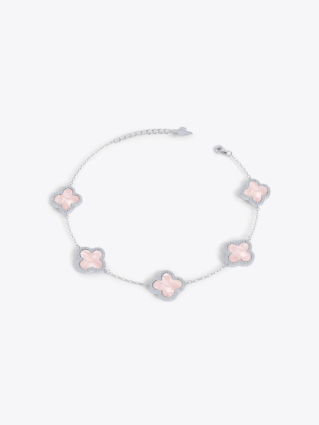 Lucky Trinket Pavé Clover Bracelet - Mother of Pearl