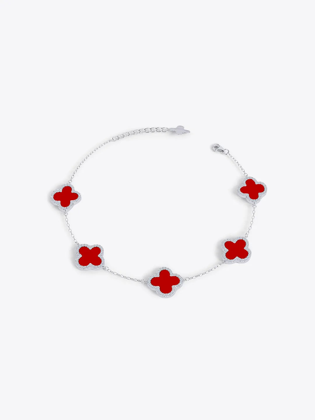 Lucky Trinket Pavé Clover Bracelet - Red Onyx