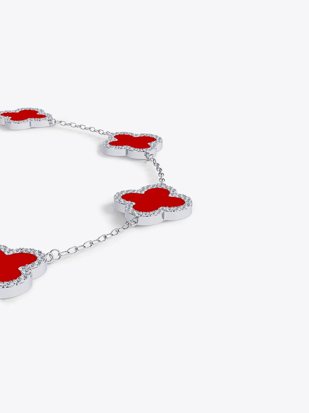 Lucky Trinket Pavé Clover Bracelet - Red Onyx