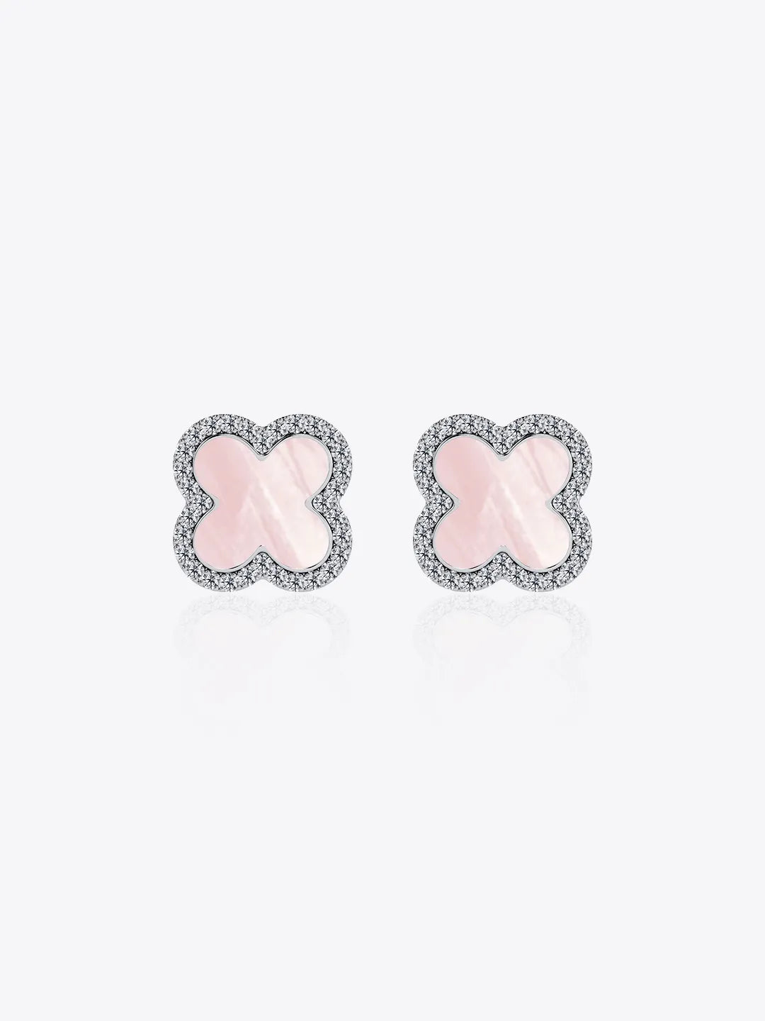 Lucky Trinket Pavé Clover Detachable Earrings - Mother of Pearl (Silver)