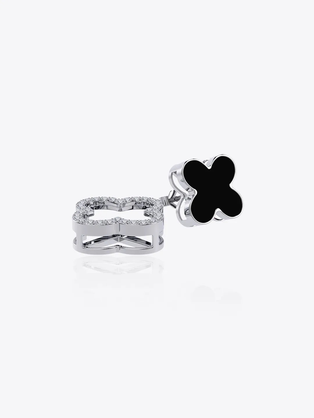 Lucky Trinket Pavé Clover Detachable Earrings - Black Onyx