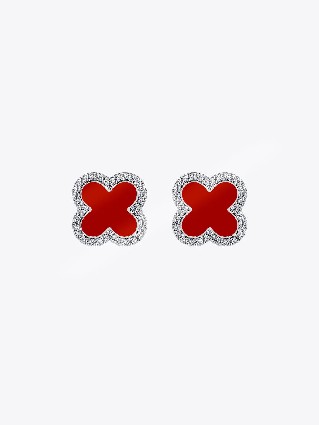 Lucky Trinket Pavé Clover Detachable Earrings - Red Onyx