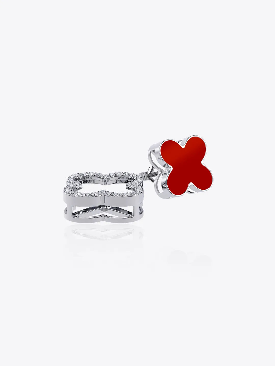 Lucky Trinket Pavé Clover Detachable Earrings - Red Onyx