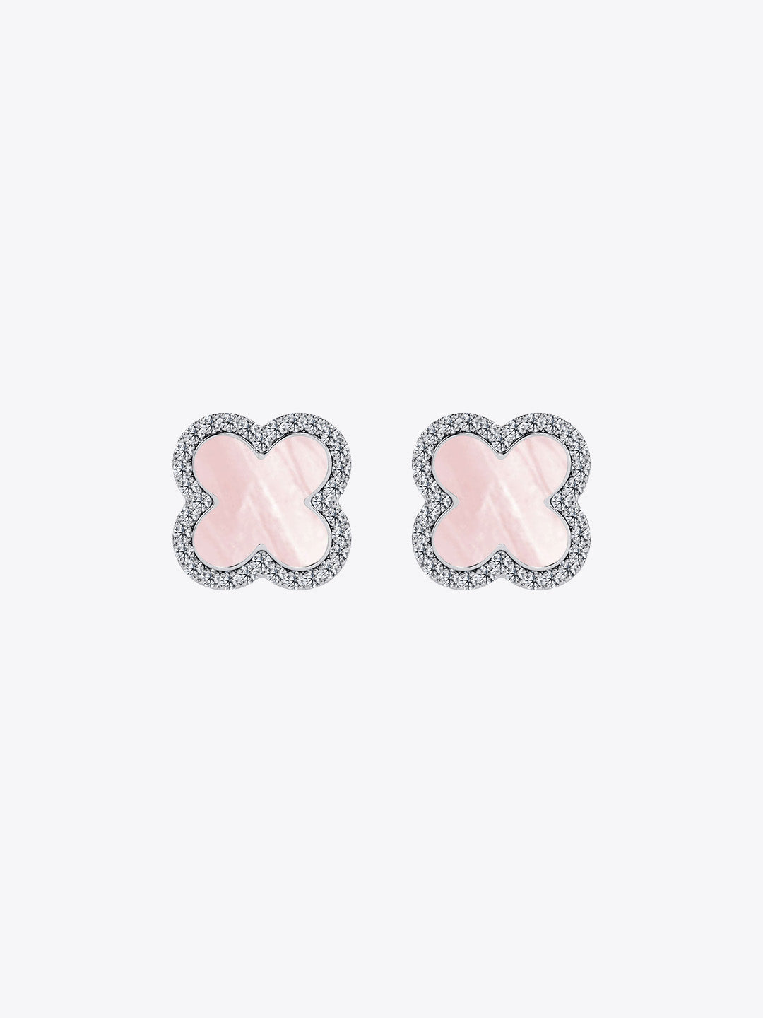 Lucky Trinket Pavé Clover Detachable Earrings - Mother of Pearl (Silver)