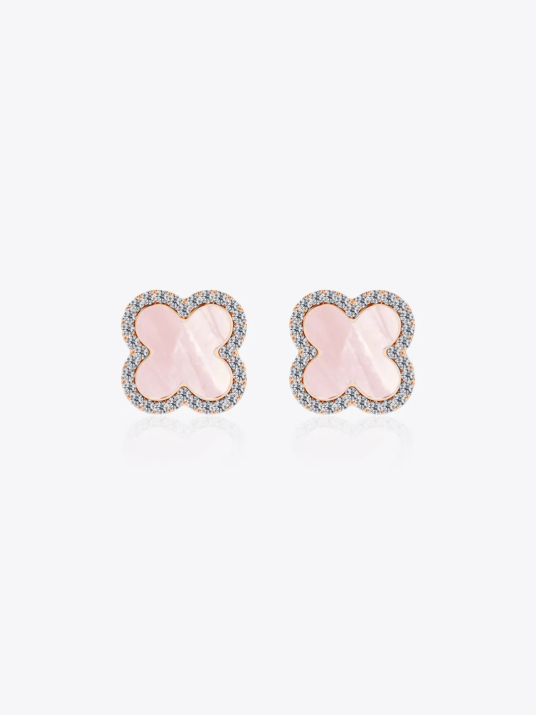 Lucky Trinket Pavé Clover Detachable Earrings - Mother of Pearl (Rose Gold)