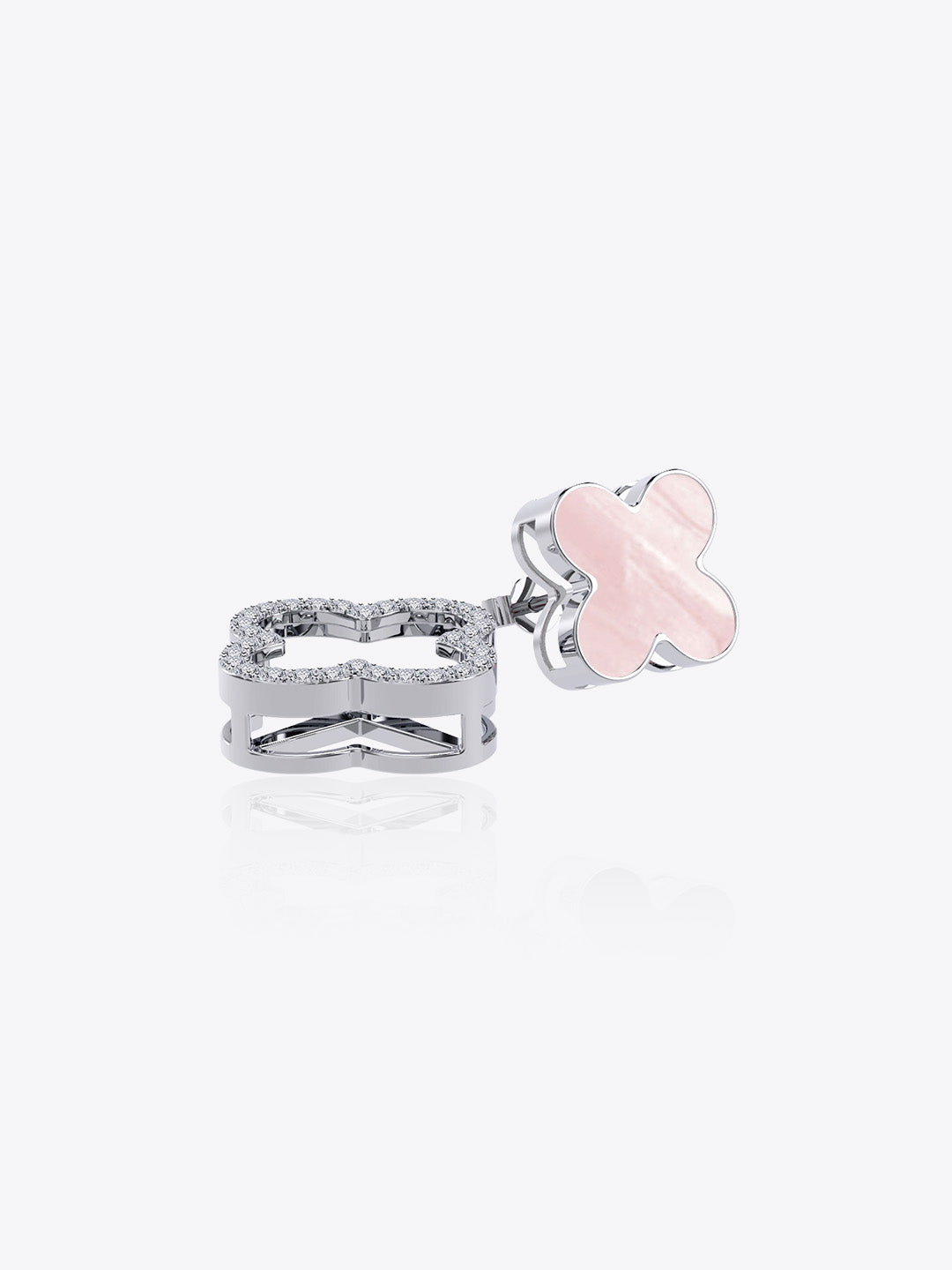 Lucky Trinket Pavé Clover Detachable Earrings - Mother of Pearl (Silver)