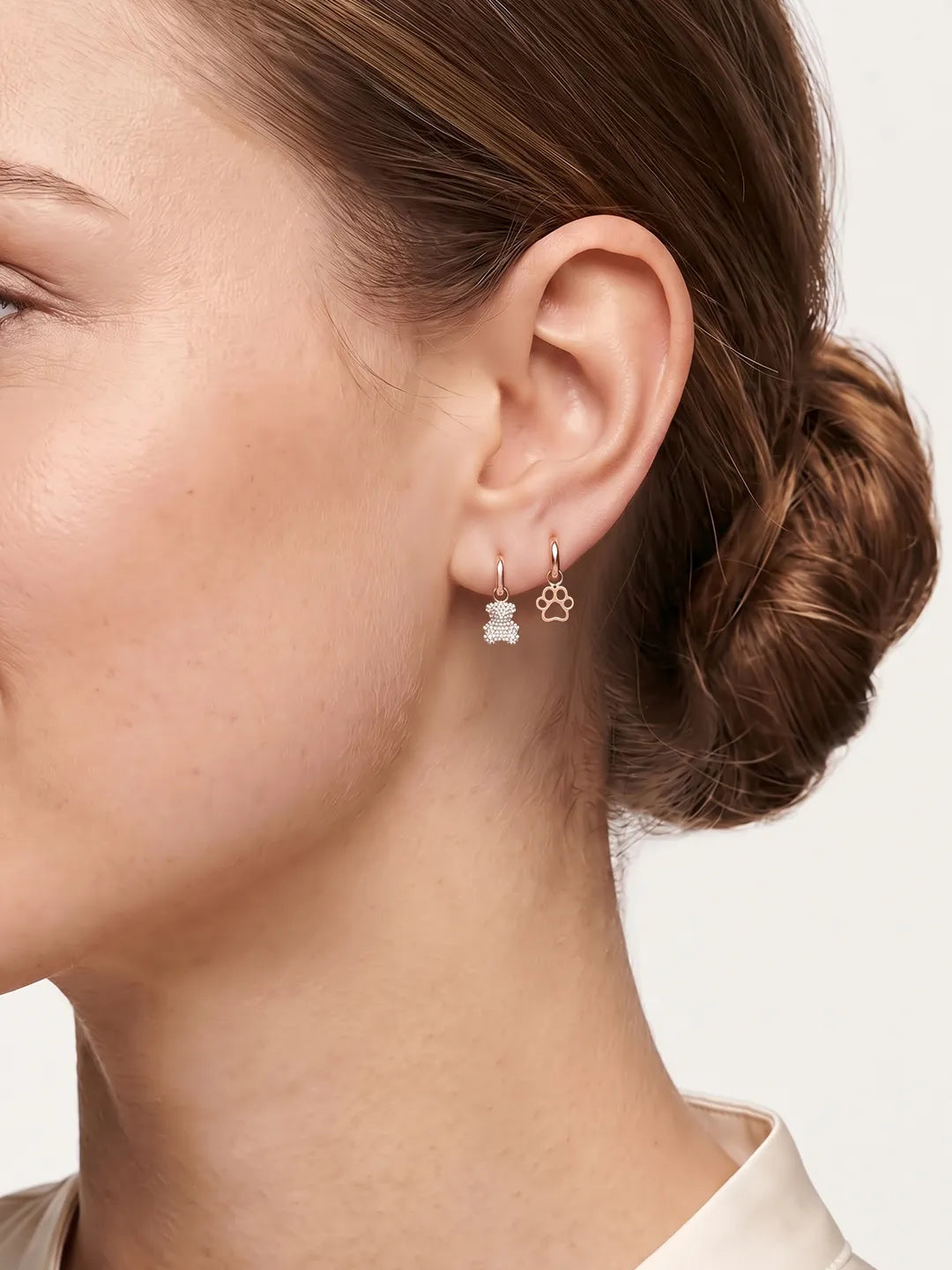 Luvis Bear Pavé Sparkle Hoop Earrings