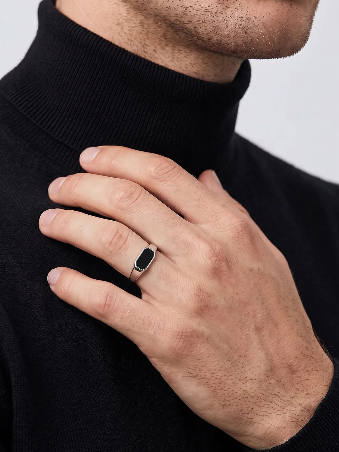 Sleek Horizon Black Onyx Men’s Ring