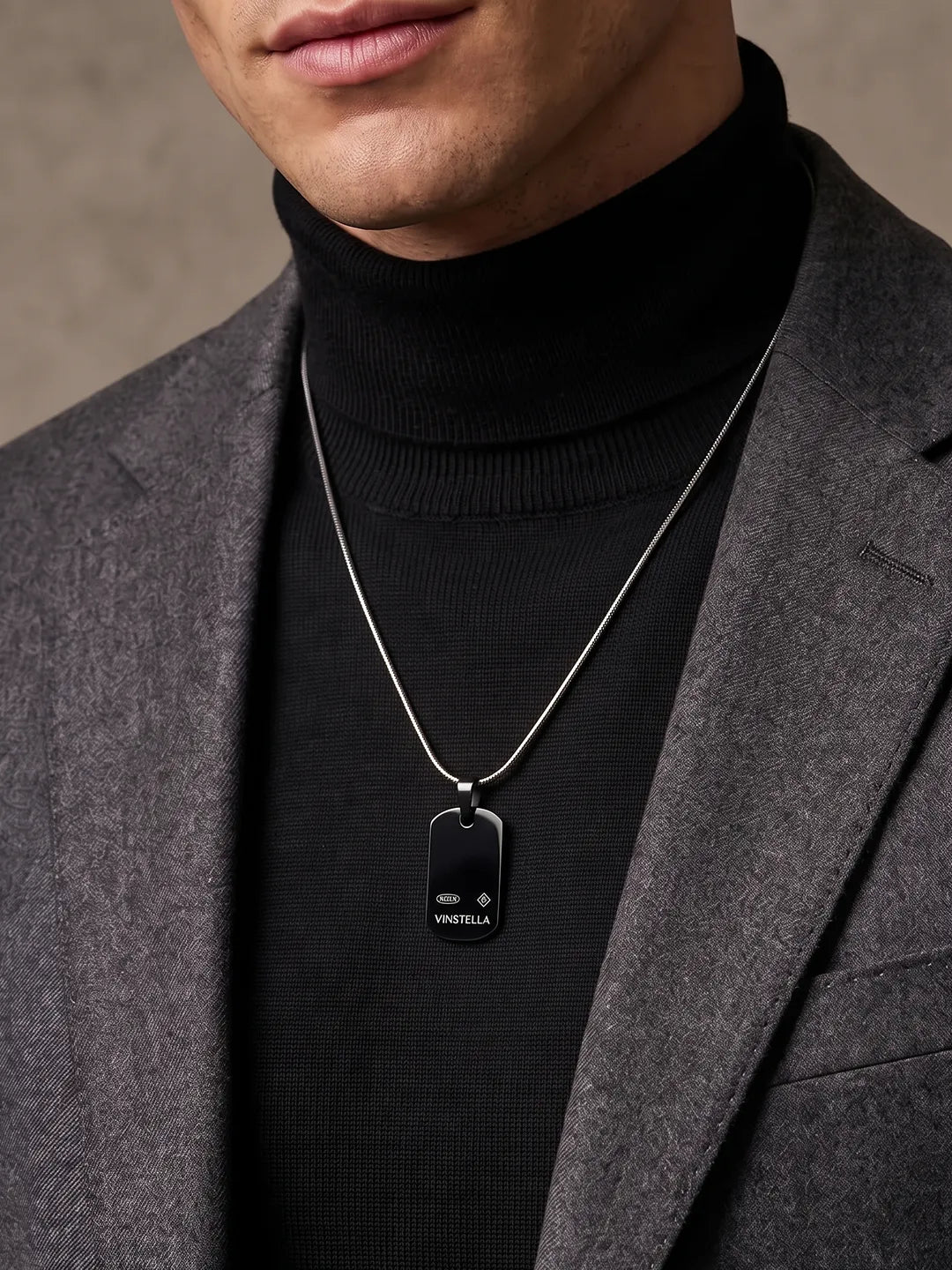 V Collection - V Tag Pendant (Black)