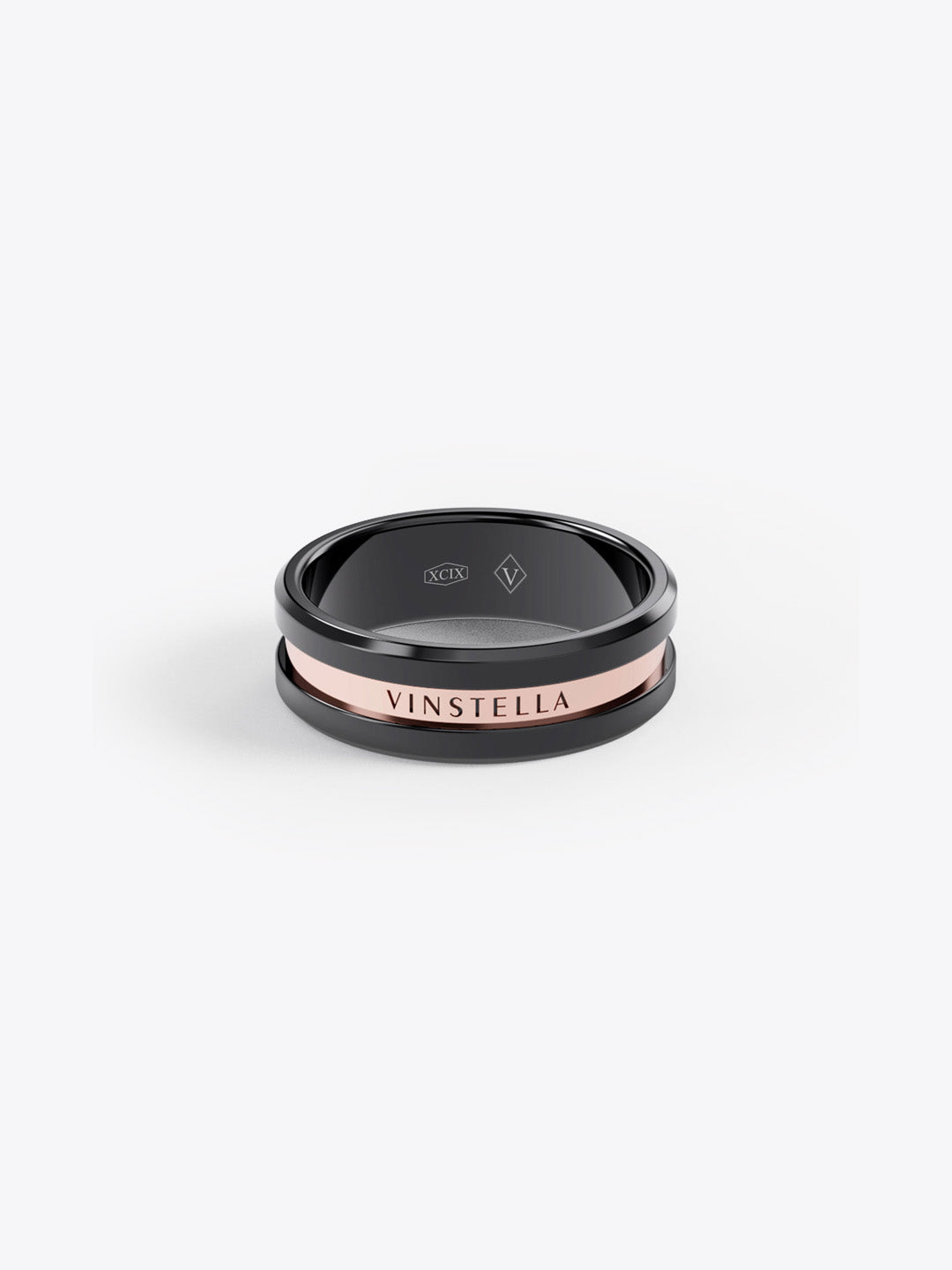 V Collection - V Maverick Ring (Rose Gold & Black)