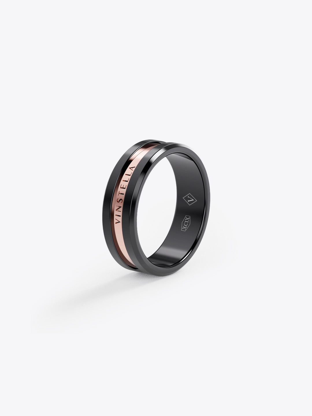 V Collection - V Maverick Ring (Rose Gold & Black)