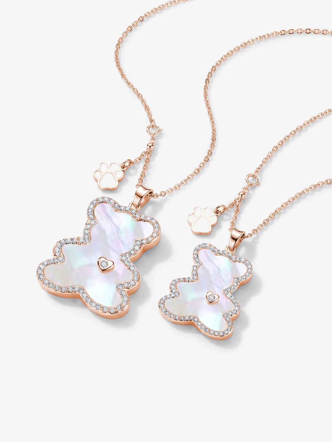 Luvis Bear Engravable Pendant -Mother of Pearl (Rose Gold)